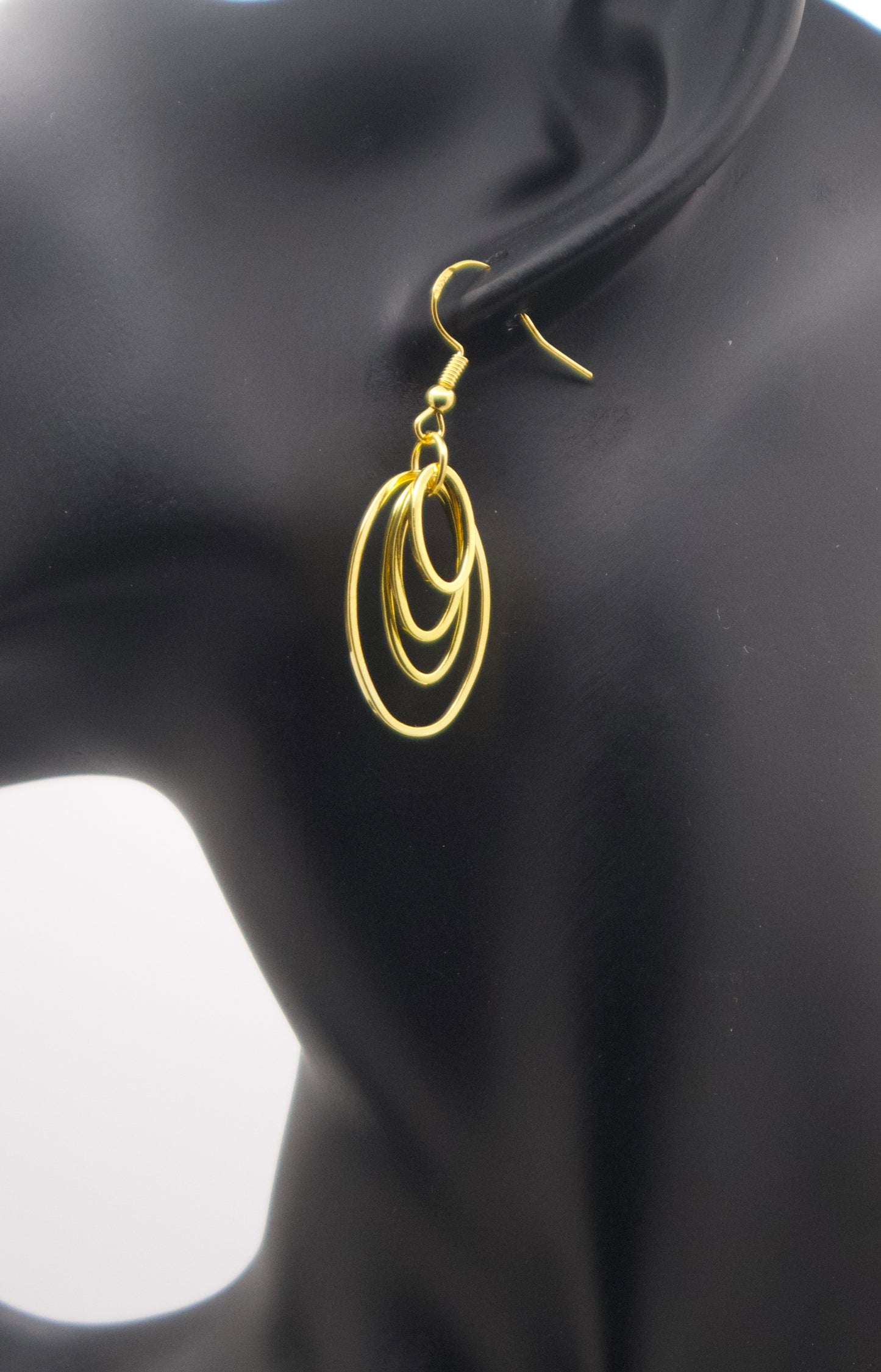 Cascading Oval Dangle Hoop Earrings