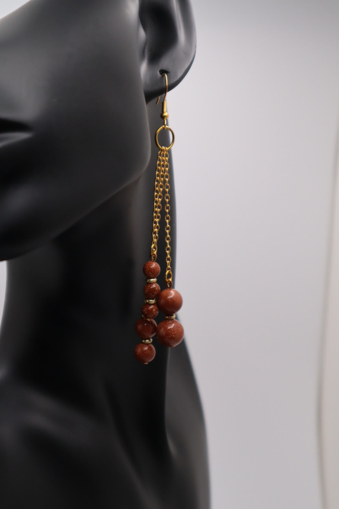 Natural Gold Sandstone Bead Earrings