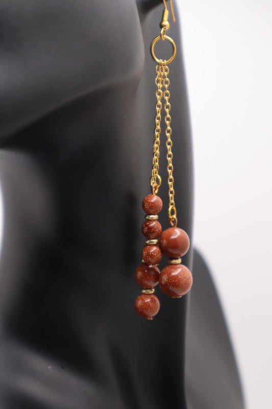 Natural Gold Sandstone Bead Earrings