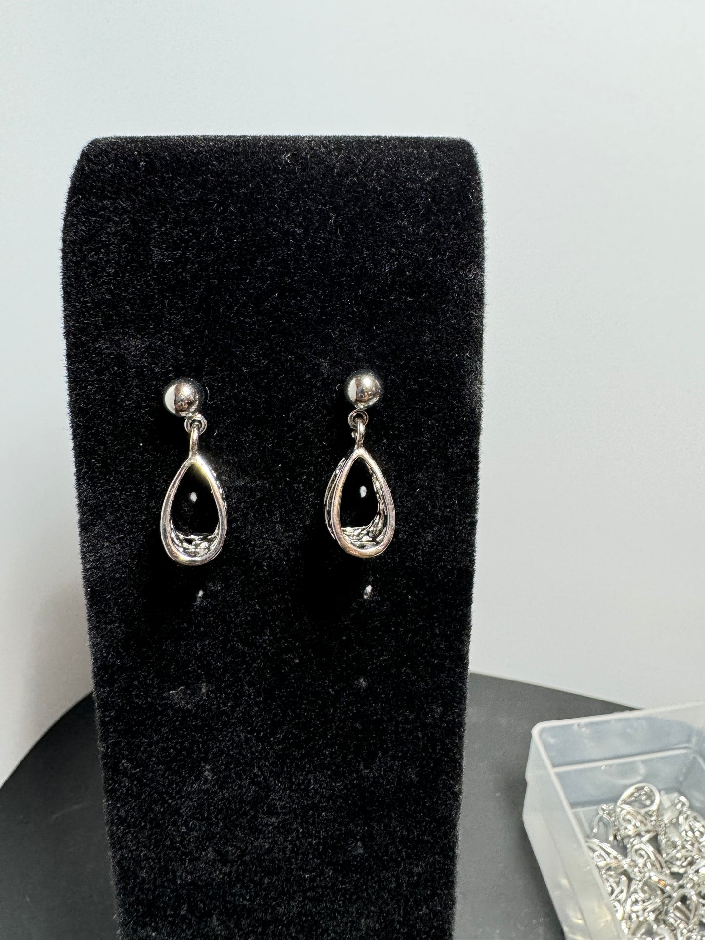 Small Silver Filigree Stud Dangle Earrings