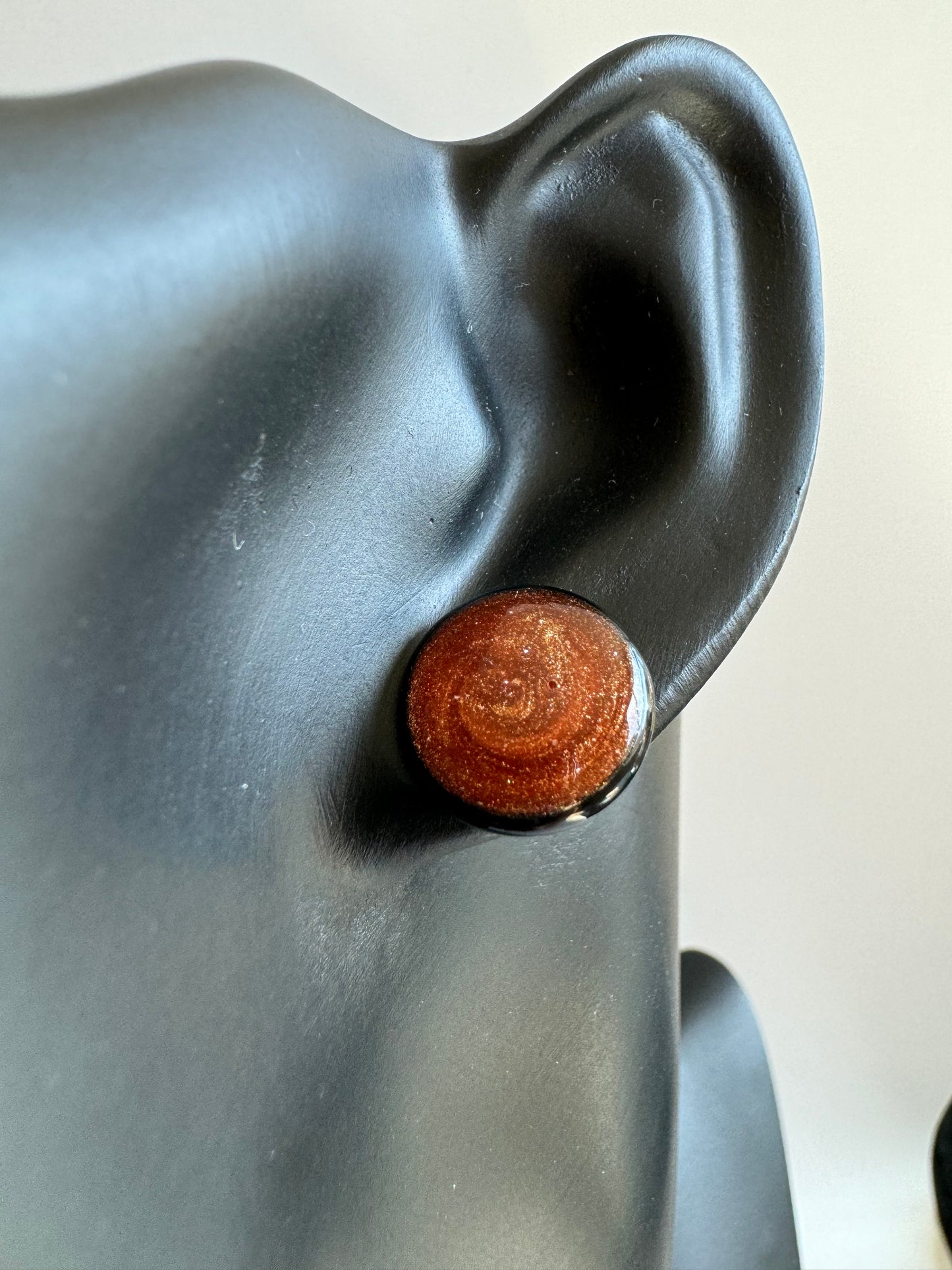 Sparkle Bronze Acrylic Round Stud Earrings