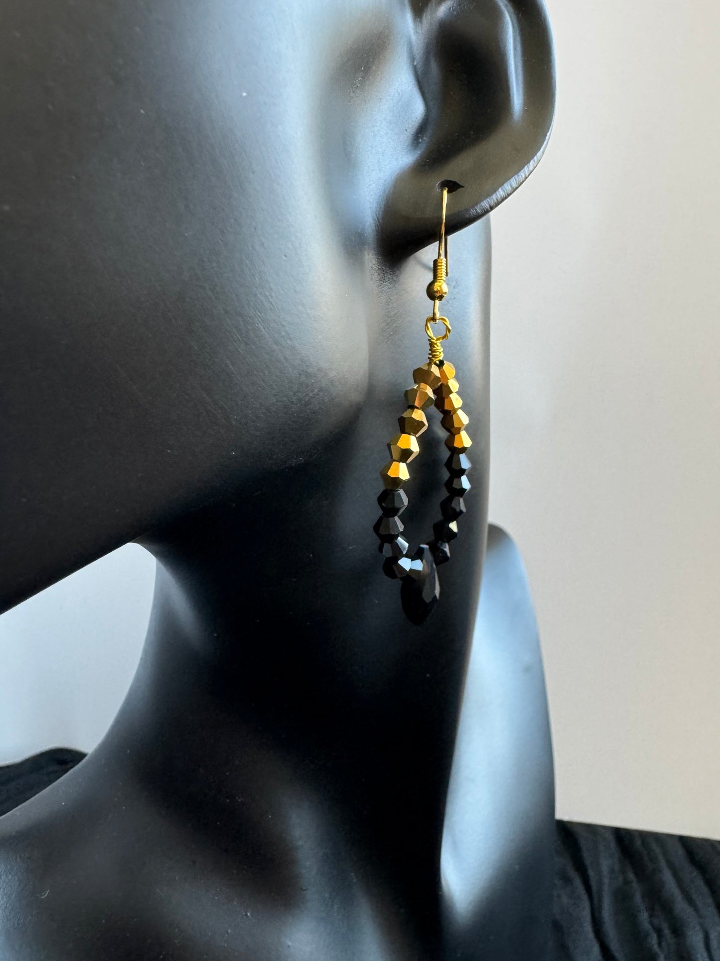 Glass Bead Marquise Hoop Dangle Earrings