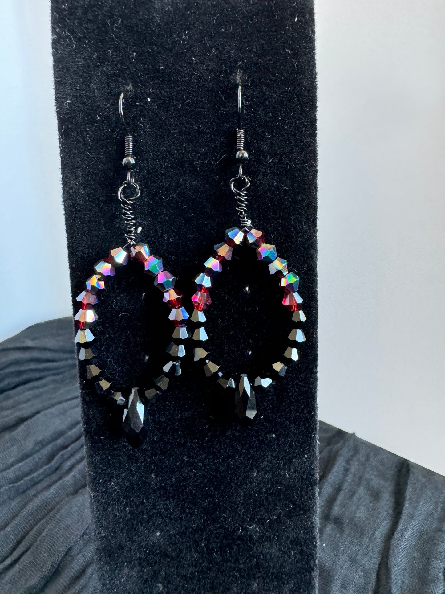 Glass Bead Marquise Hoop Dangle Earrings