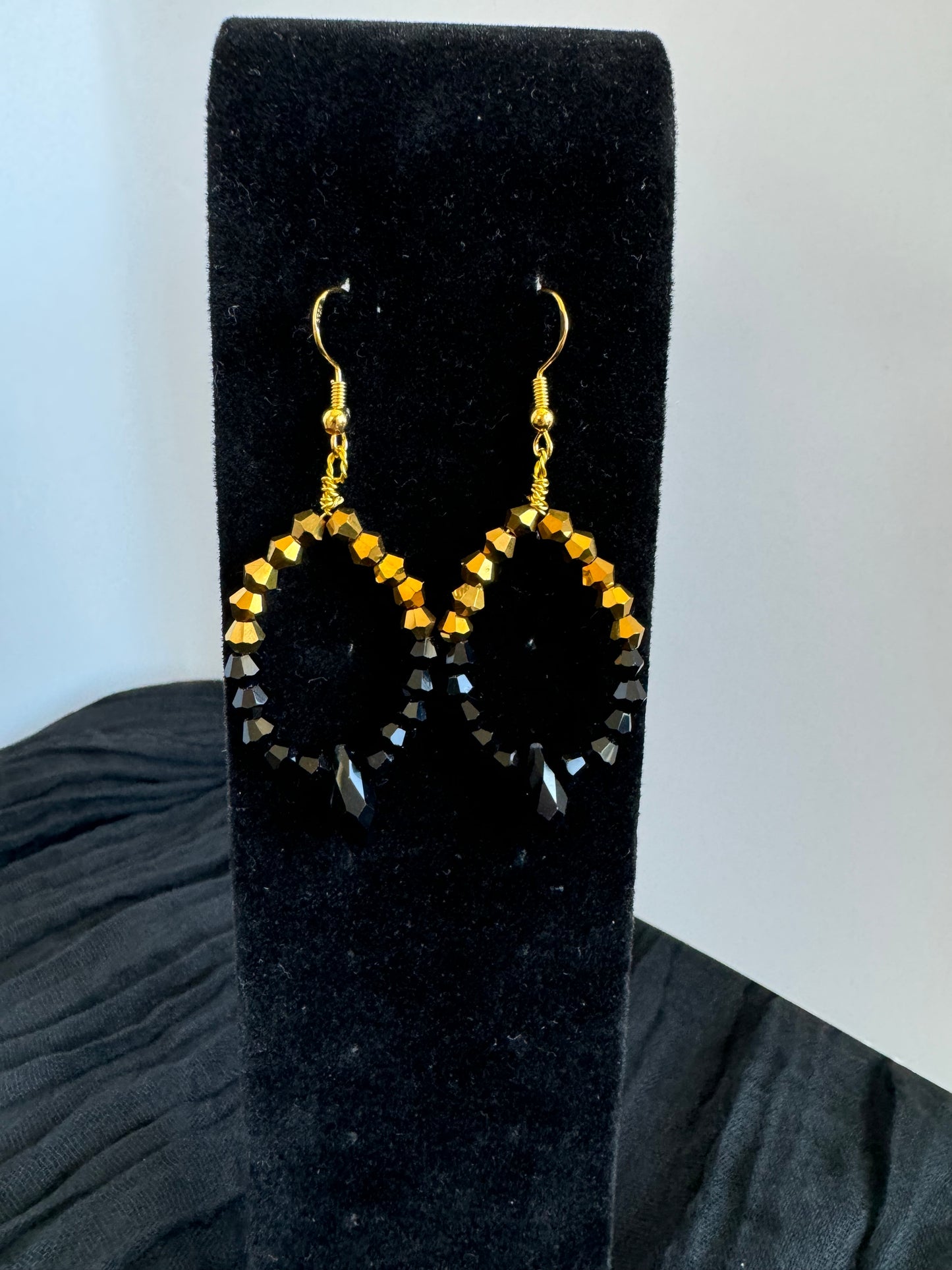 Glass Bead Marquise Hoop Dangle Earrings