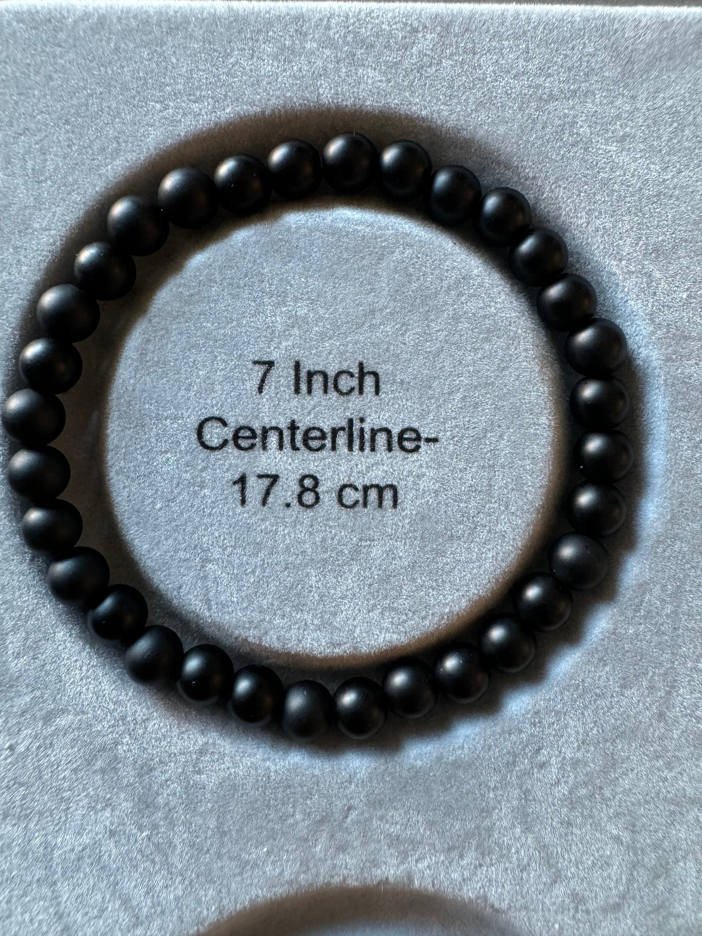 7 Inch Matte Black Onyx Bead Stretch Bracelet