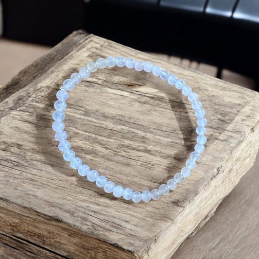 7 Inch White Jade Gemstone Stretch Bracelet