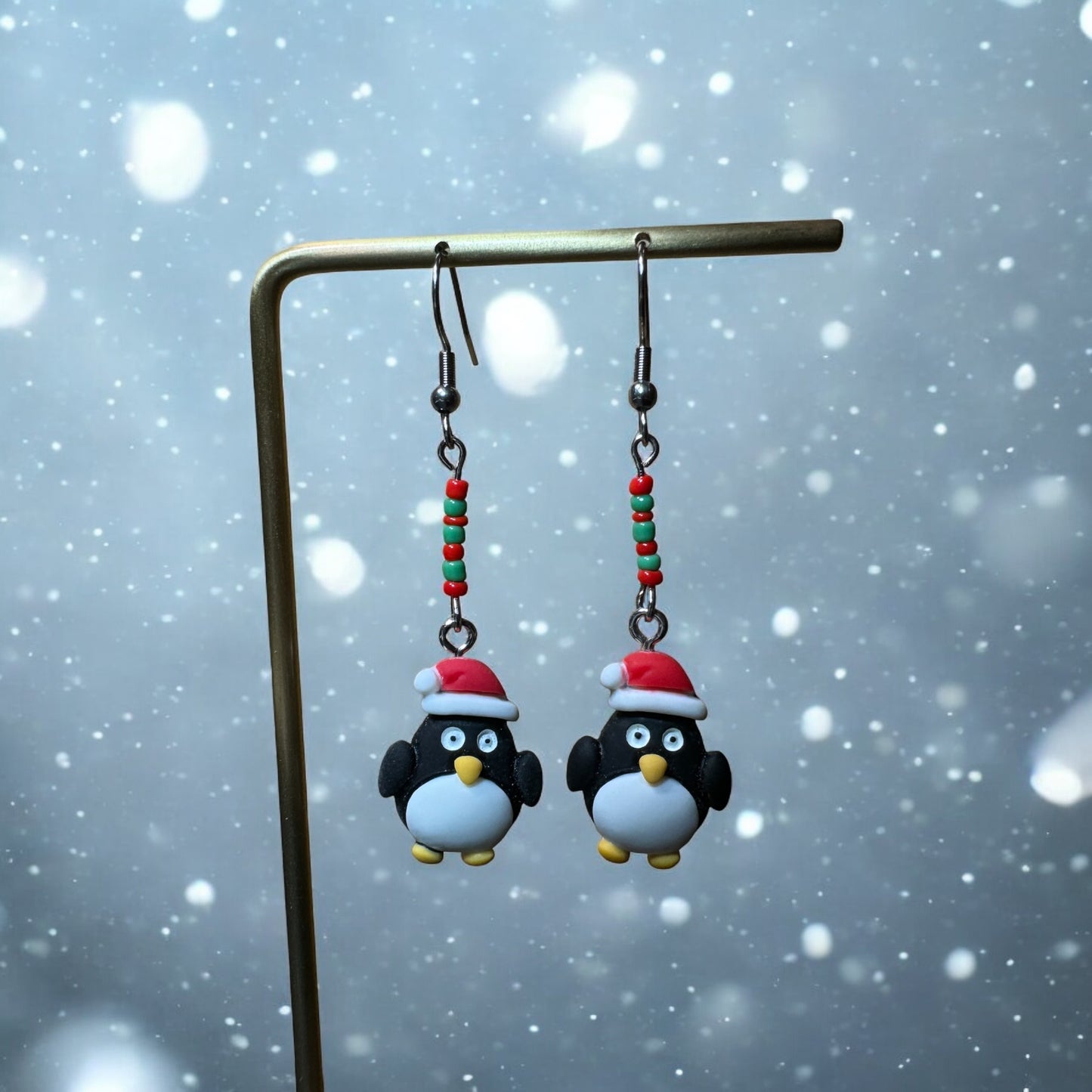 Holiday Penguin Dangle Earrings