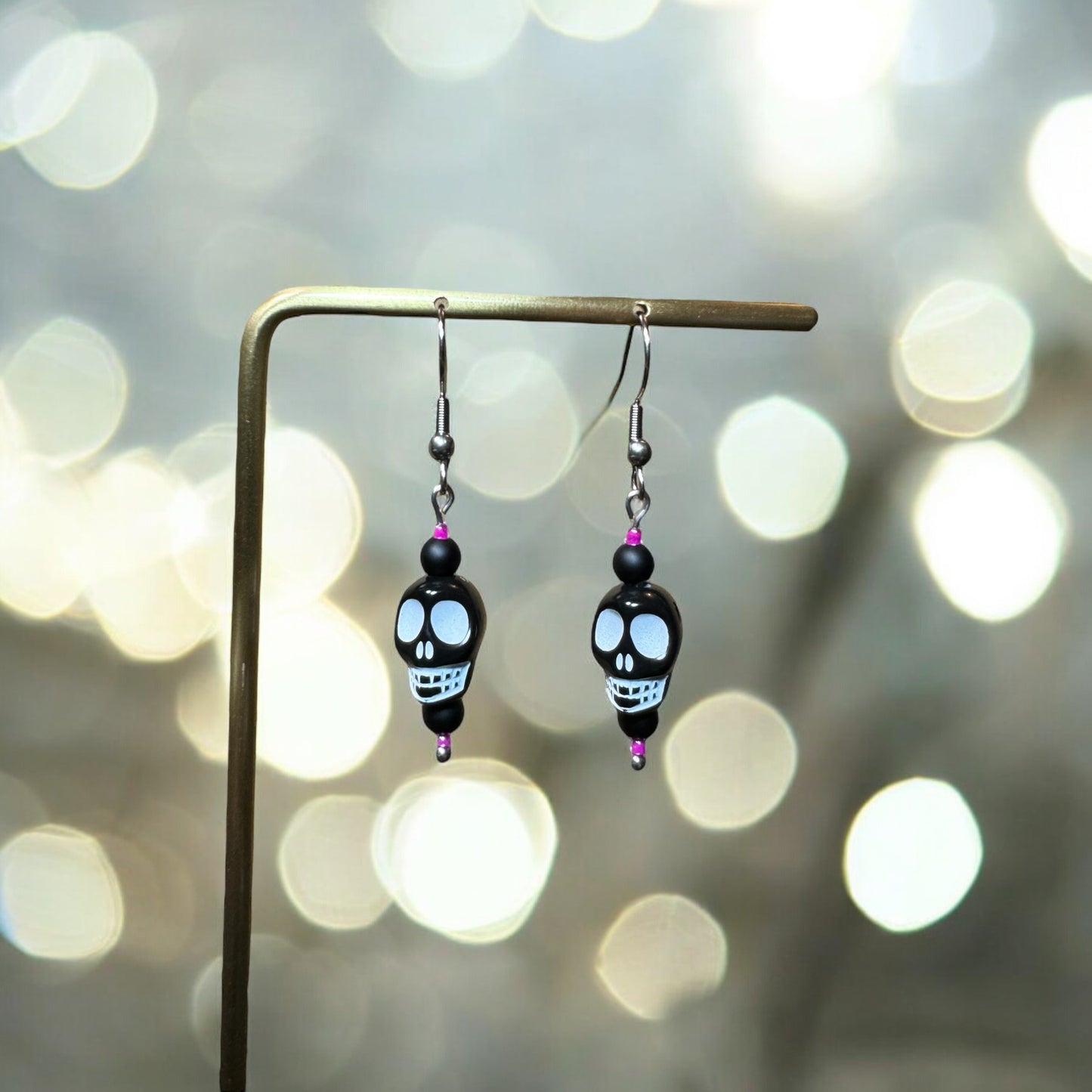 Black Skull Dangle Earrings