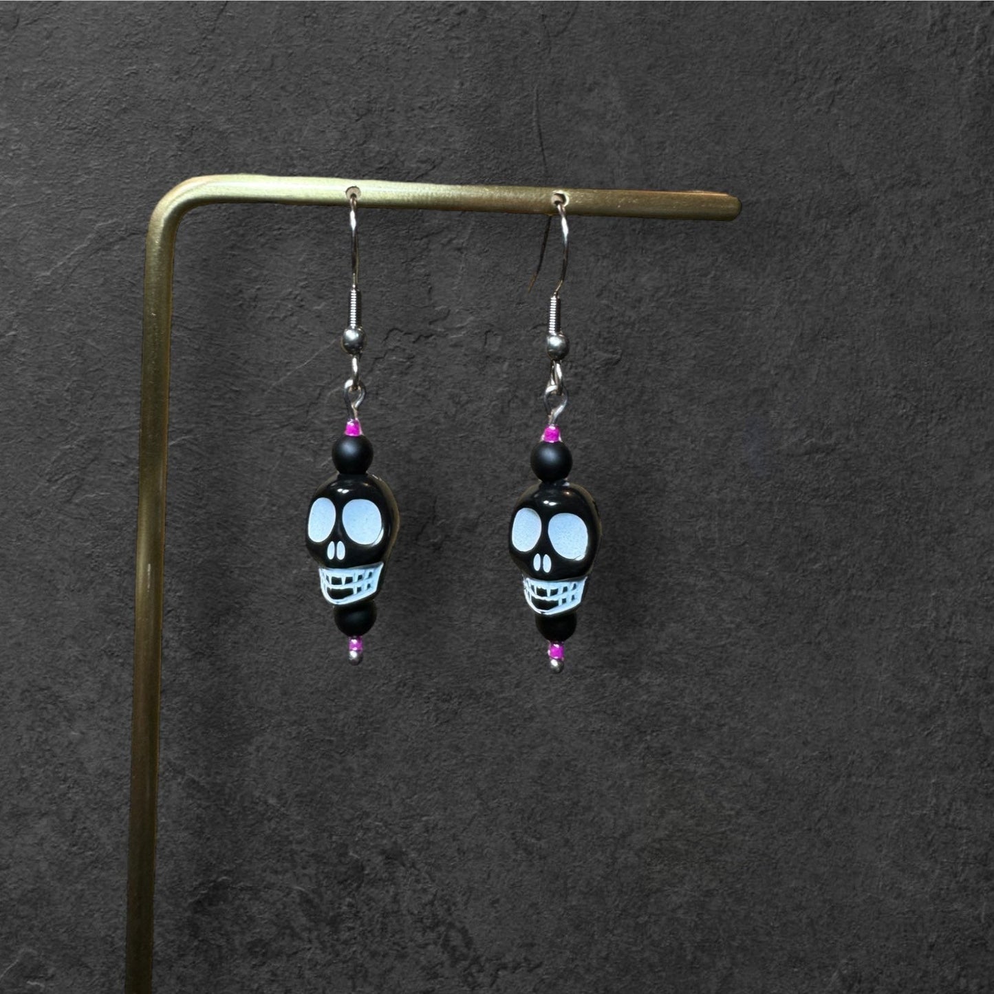 Black Skull Dangle Earrings