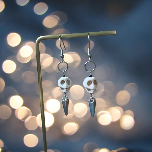 White Skull Dangle Earrings